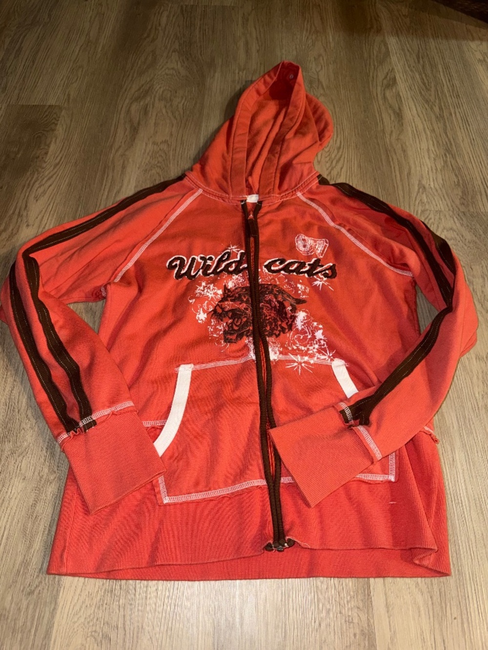 Y2K Wild Cats Zip Up Hoodie Red Grunge McBling Scene‎ Graphic Jacket
